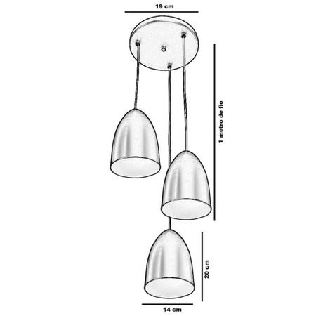 Imagem de Pendente Vegas Aluminio Triplo Escovado cozinha sala quarto