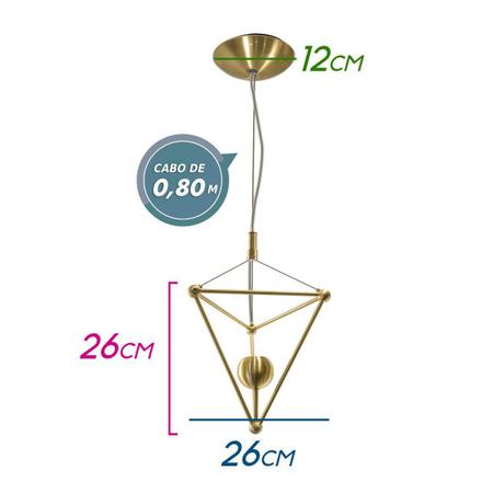 Imagem de Pendente Zoe Losângo Bronze Em Metal + Lâmpada Bulbo Led 12w Branco Frio St1763