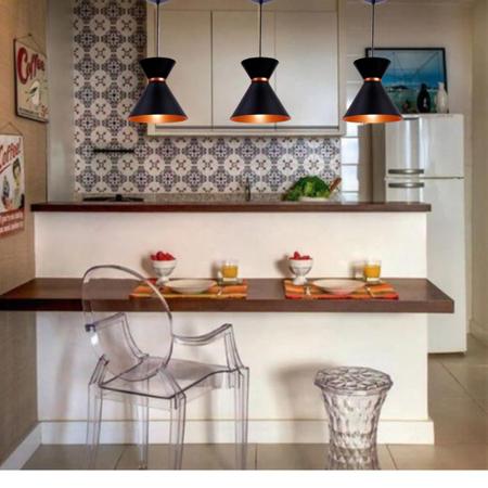 Imagem de Pendentes Luminárias de Teto Kit 3 Luxo Lustre Sala Cozinha
