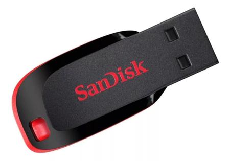 Imagem de Pendrive Sandisk Cruzer Blade 32gb 2.0 Preto E Vermelho Sem tampa P32GB