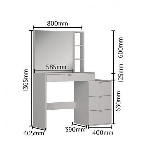 Penteadeira Camarim com Espelho 4 Gavetas Nova Mobile