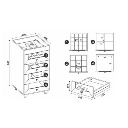 Imagem de Penteadeira/Carrinho de Maquiagem com 4 Gavetas Multimóveis CR35022 Branca
