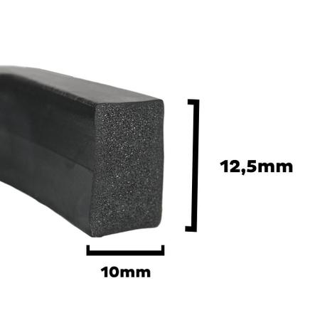 Imagem de Perfil Borracha Esponjosa 12,5x10mm  45m  Preto