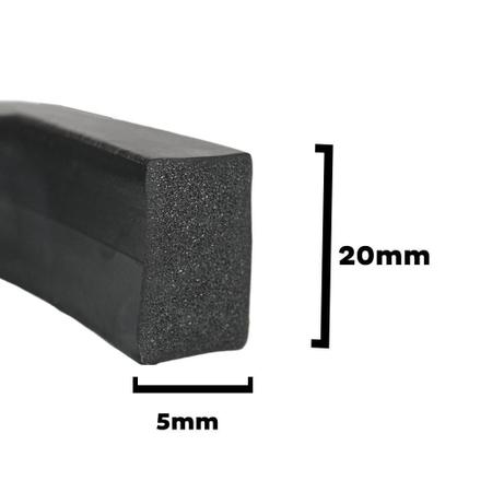 Imagem de Perfil Borracha Esponjoso Vedação Resistente 20Mmx5Mm - 10M