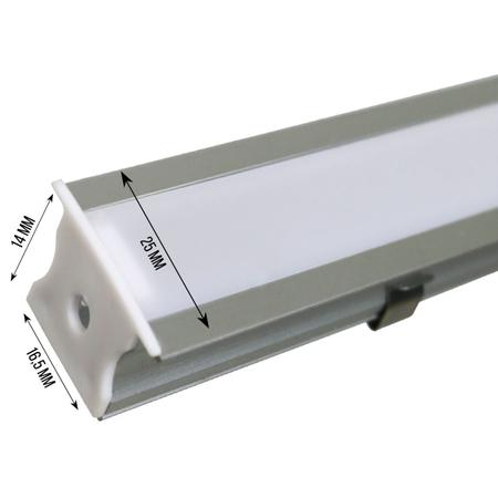 Imagem de Perfil Embutir 25x14mm Alumínio Para Fita de LED 1 Metro