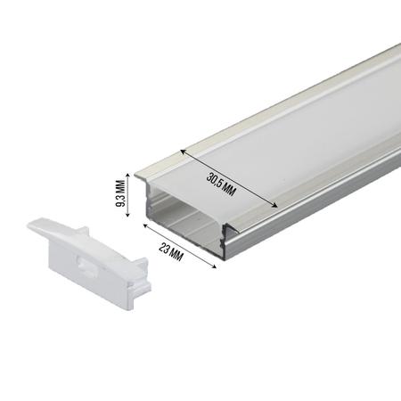 Imagem de Perfil Embutir Alumínio 30.5x9.6mm Para Fita de LED 2 Metros