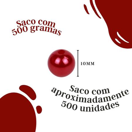 Imagem de Pérola Vermelha 10Mm Pacote Com 500 Gramas - Nybc