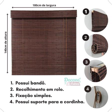 Imagem de Persiana Bambu Rolo 180larg x 140alt com bandô - Zebrano