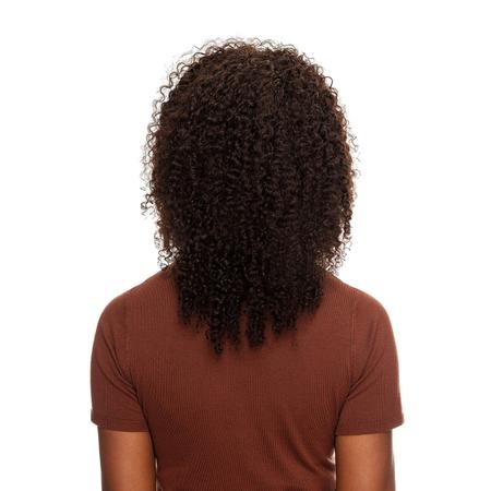 Imagem de Peruca com Faixa Cabelo Humano Cacheado 40cm Textura Curly De Benguela - Castanho Escuro (160g)