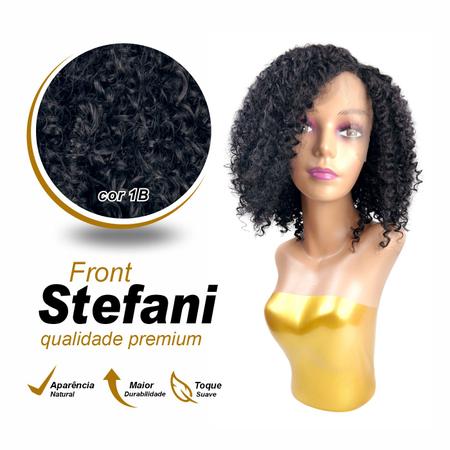 Imagem de Peruca Front Lace Stefani Cacheada Afro Curta Fibra Premium