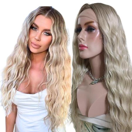 Imagem de Peruca front Lace wig Organica loira platinada raiz esfumada 