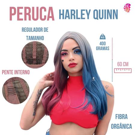 Imagem de Peruca Harley Quinn Comics Harlequina Arlequina Cosplay - Bio Orgânica - Visual Novo