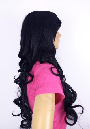 Imagem de Peruca Lace Wig Cacheada Preto Natural Fibra Futura 70 Cm