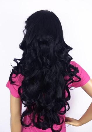 Imagem de Peruca Lace Wig Cacheada Preto Natural Fibra Futura 70 Cm