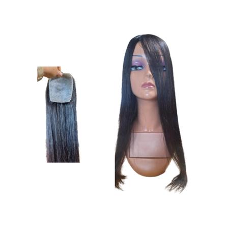 Imagem de Peruca topo de cabelo humano longo 60cm de comprimento base em micropele 12x9,5cm lindo