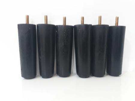 Imagem de Pes Cama Box Madeira Eucalipto 12 cm de Altura Preto Kit com 6 Unidades