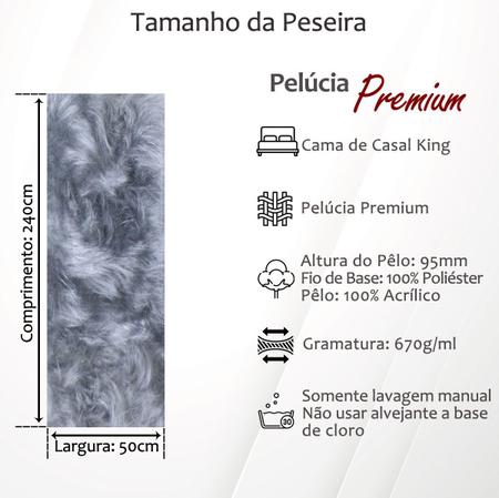 Imagem de Peseira Premium Pelúcia Pelo Alto Para Cama de Casal Comum - Cama Queen e Cama King Size 2,4mx50cm