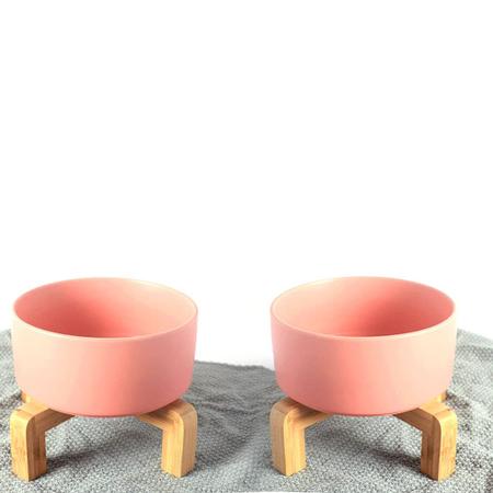 Imagem de Pet Bowl Petygooing Ceramic Pink com suporte para cães e gatos