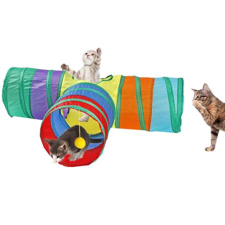 Túnel do jogo do gato,estimação dobrável para gatos - Brinquedo interativo  3 vias para estimular a gatos/gatinhos 