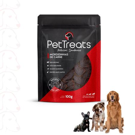 Imagem de Petisco P/ Cães Mordidinhas de Carne Saudável Natural 100g Pettreats