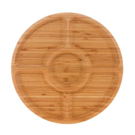 Imagem de Petisqueira com 5 Divisórias de Bambu Round 30cm Lyor Petiscos Aperitivos Entradas Redonda