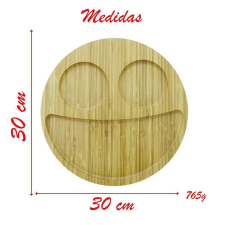 Imagem de Petisqueira de Bambu Sorridente 3 Divisórias 30cm