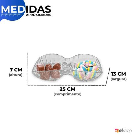 Imagem de Petisqueira de Vidro 2 Divisoria Decorada Luxo p/ Frios Amendoim