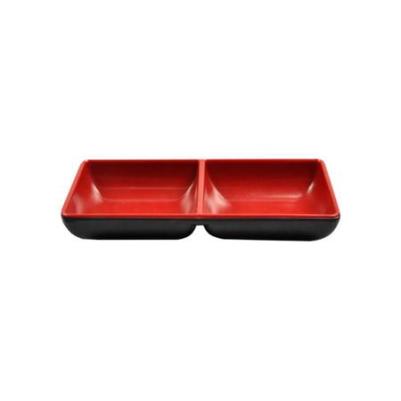 Imagem de Petisqueira dupla em melamina Casita Oriental 14,5x7cm preto e vermelho