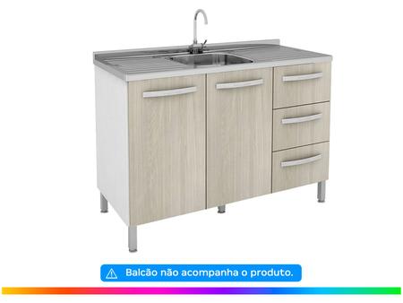 Pia para Cozinha em Aço Inox 120x53cm com Cuba 41x32cm - GhelPlus - padovani