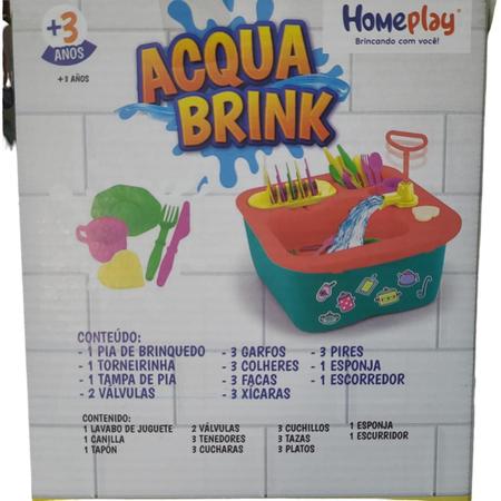Imagem de Pia infantil de cozinha  Aqua Brink com acessórios 22 peças sai água xplast Homeplay
