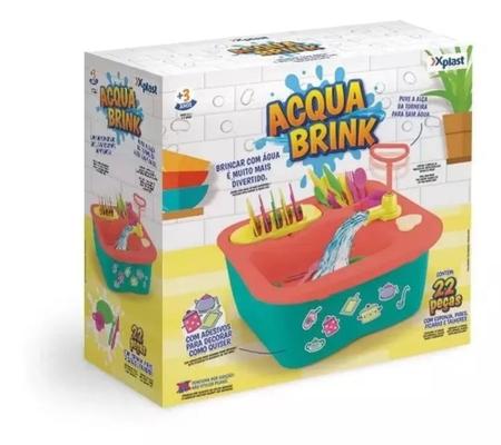 Imagem de Pia infantil de cozinha  Aqua Brink com acessórios 22 peças sai água xplast Homeplay
