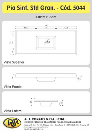 Imagem de Pia Sintética para Cozinha 140cm X 55cm