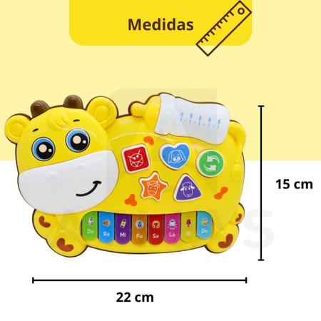 Pianinho infantil vaquinha educacional animais sons bebê música luz led  brinquedo teclas bicho - ATMAS - Sons e Fala - Magazine Luiza