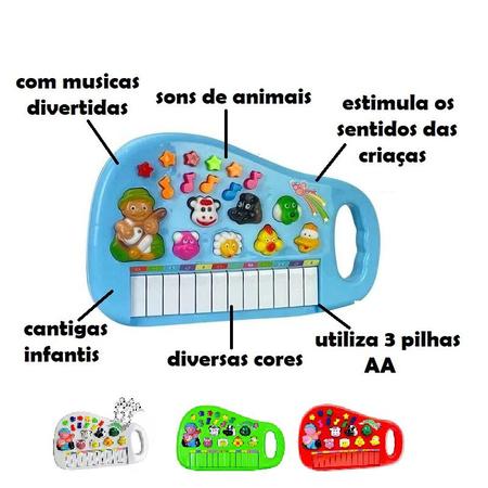 Piano Musical Teclado Infantil Sons E Luzes Animais Sitio