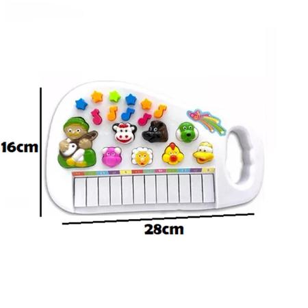 Teclado piano musical infantil fazendinha colorida com luz wellmix