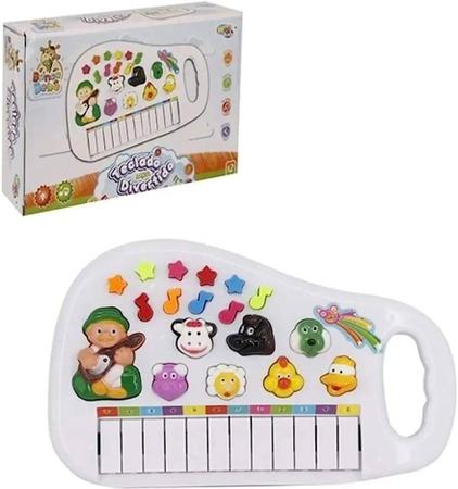 Pianinho Teclado Musical Infantil Som Luz Fazendinha Animais - Click  Compras Na Internet®