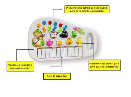 Piano de Brinquedo Infantil Animais da Fazenda Teclado Bebê - Toys