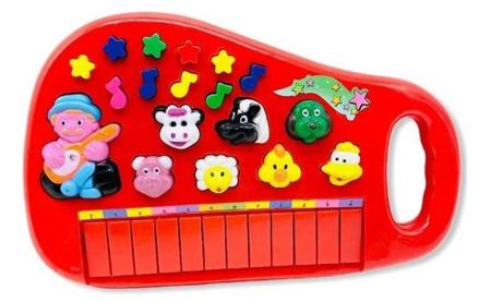 Brinquedo infantil vaquinha fazendinha piano teclado musical