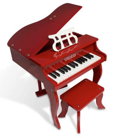 Piano Clássico Infantil com 30 Teclas, Banco e Tampa de Piano para