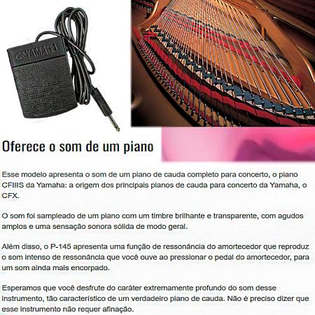 Piano Digital Yamaha P145b Preto 88 Teclas Sensitivas C/ Pedal