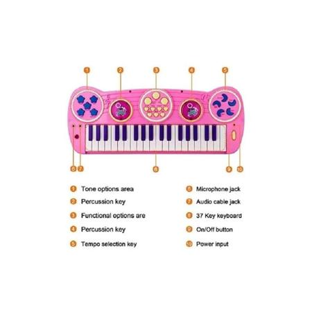 TECLADO MUSICAL MULTI PIANO KARAOKE INFANTIL MICROFONE 37 TECLAS MEU RITMO