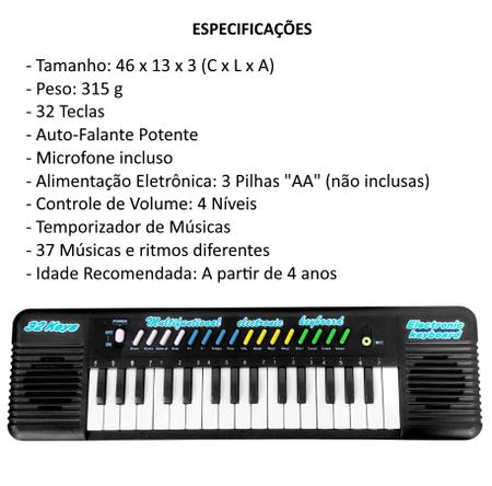 Teclado Infantil Piano 32 Teclas Com Microfone E Karaoke