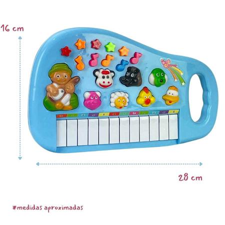 Pianinho infantil vaquinha educacional animais sons bebê música luz led  brinquedo teclas bicho - ATMAS - Sons e Fala - Magazine Luiza