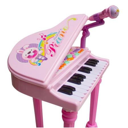 Brinquedo Instrumento Musical Piano/Teclado Infantil Com Banquinho E  Microfone 37 Teclas, 4 Ritmos E Volume Regulável BW151 4199