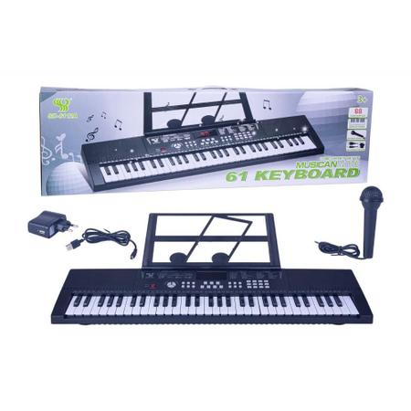 Piano infantil 61 teclas com microfone Multifuncional Órgão