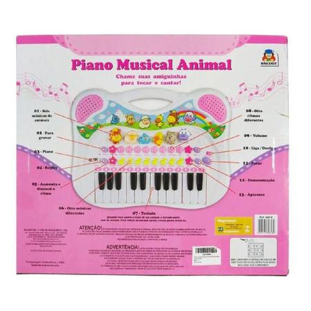 Piano Musical Infantil Animal Rosa - Braskit