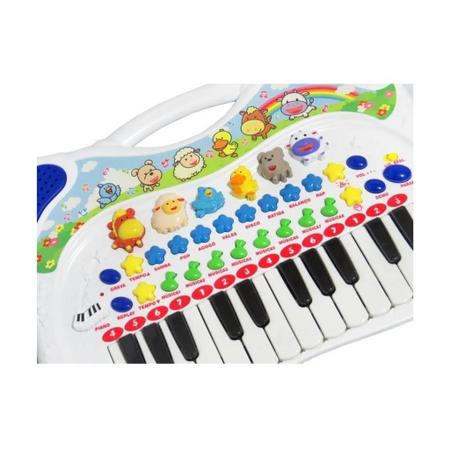 Piano infantil musical azul menino divertido gravador braskit