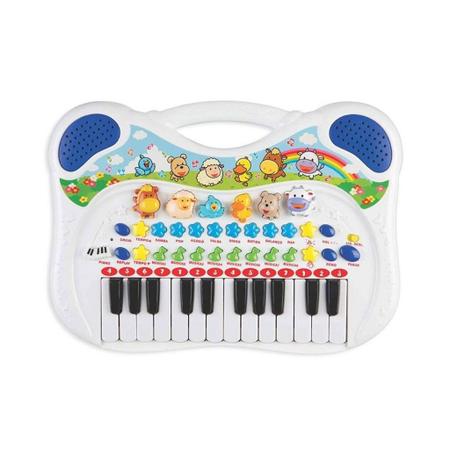 Piano infantil musical azul menino divertido gravador braskit