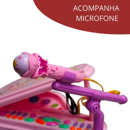 Piano Infantil Musical Microfone E Banquinho Função Gravação Cor