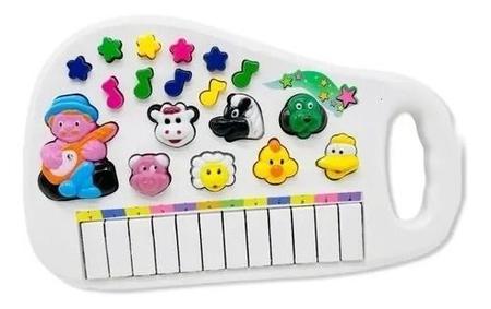 Teclado Infantil Musical Educativo Som De Animais Fazenda Cor